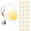 imageEnsenior 56 Inch 5CCT LED Can Lights 24 Pack Retrofit Led Recessed Lighting Baffle Trim Dimmable 9W110W 1000LM 2700K3000K3500K4000K5000K Selectable IC Rated  ETL ampamp FCC5000k4000k3500k3000k2700k  5cct White