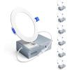 imageEnsenior 6 Pack 4 Inch LED Recessed Light Dimmable 3000K Warm White 750LM High Brightness 9W 120V Damp Rated UltraThin Canless Wafer Ceiling Light  ETL ampamp FCC ampamp IC5000k  Daylight