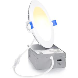 imageEnsenior 1 Pack 6 Inch LED Recessed Light Dimmable 5000K Daylight 1050LM High Brightness 12W 120V Damp Rated UltraThin Canless Wafer Ceiling Light  ETL ampamp FCC ampamp IC5000k4000k3500k3000k2700k  5cct White