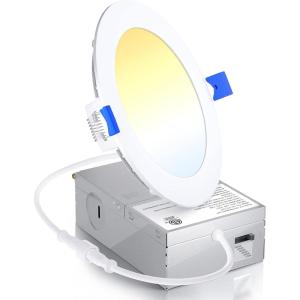 imageEnsenior 1 Pack 6 Inch LED Recessed Light Dimmable 5000K Daylight 1050LM High Brightness 12W 120V Damp Rated UltraThin Canless Wafer Ceiling Light  ETL ampamp FCC ampamp IC6000k5000k4000k3500k3000k2700k  6cct White