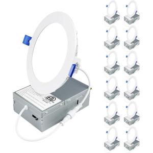 imageEnsenior 12 Pack 6 Inch LED Recessed Ceiling Light Dimmable 2700K5000K 5CCT 1200LM 12W 120V High Brightness Canless Wafer Downlight  ETLampampFCCampampIC3000k  Warm White