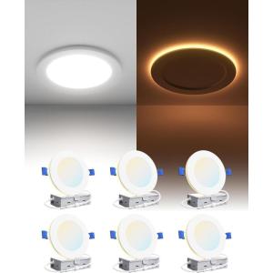 imageEnsenior 12 Pack 6 Inch LED Recessed Ceiling Light with Night Light Dimmable 2700K5000K 5CCT 1050LM 12W 120V High Brightness Canless Wafer Downlight  FCC4 Inch