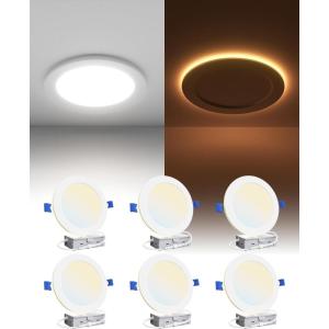 imageEnsenior 12 Pack 6 Inch LED Recessed Ceiling Light with Night Light Dimmable 2700K5000K 5CCT 1050LM 12W 120V High Brightness Canless Wafer Downlight  FCC6 Inch