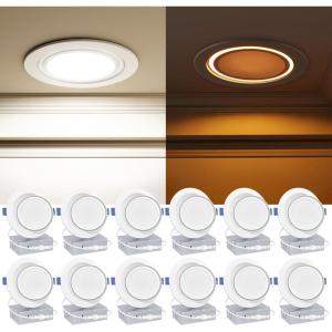 imageEnsenior 12 Pack 6 inch Gimbal Led Recessed Lighting with Night Light 90 Rotatable and 2700K5000K 5CCT Selectable Dimmable Eyeball Recessed Lights 1200LM 12W115WFCC Certified