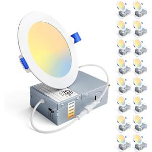 imageEnsenior 16 Pack 6 Inch LED Recessed Ceiling Light Dimmable 2700K5000K 5CCT 1050LM 12W 120V High Brightness Canless Wafer Downlight  ETLampampFCCampampIC5000k4000k3500k3000k2700k  5cct White