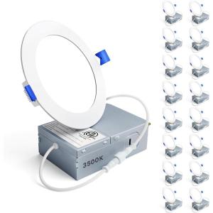 imageEnsenior 16 Pack 6 Inch LED Recessed Ceiling Light Dimmable 2700K5000K 5CCT 1050LM 12W 120V High Brightness Canless Wafer Downlight  ETLampampFCCampampIC3500k  Neutral White