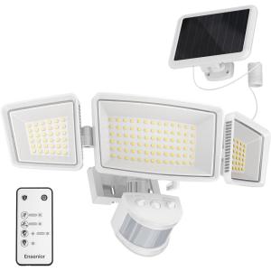 imageEnsenior 1800LM Solar Flood Lights Outdoor Motion Sensor Outdoor Light 6500K IP65 Waterproof Separate Solar Panel Solar Security Light with 5 Sensor Modes and 3 Adjustable Head for Yard BlackWhite