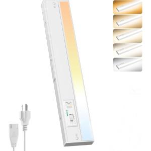 imageEnsenior 24 Inch LED Under Cabinet Lighting Hardwired or Plugin Installation 5CCT Color Selectable  2700K3000K3500K4000K5000K Dimmable Under Counter Lights for Kitchen FCC 120V 14W 930LM12 Inch