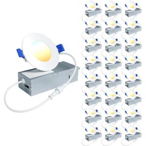 imageEnsenior 24 Pack 6 Inch LED Recessed Ceiling Light Dimmable 2700K5000K 5CCT 1200LM 12W 120V High Brightness Canless Wafer Downlight  ETLampampFCCampampIC5000k4000k3500k3000k2700k  5cct White