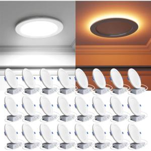 imageEnsenior 24 Pack 6 Inch LED Recessed Ceiling Light with Night Light Dimmable 2700K5000K 5CCT 1050LM 12W 120V High Brightness Canless Wafer Downlight  FCC6 Inch
