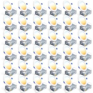 imageEnsenior 36 Pack 4 Inch LED Recessed Light Dimmable 2700K5000K 5CCT 750LM High Brightness 9W 120V Damp Rated UltraThin Canless Wafer Ceiling Light  ETL ampamp FCC ampamp IC4 Inch