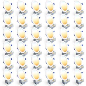 imageEnsenior 36 Pack 4 Inch LED Recessed Light Dimmable 2700K5000K 5CCT 750LM High Brightness 9W 120V Damp Rated UltraThin Canless Wafer Ceiling Light  ETL ampamp FCC ampamp IC6 Inch