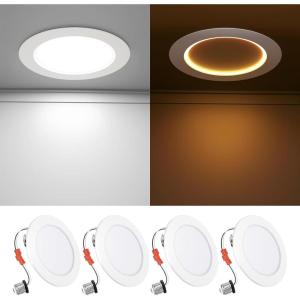 imageEnsenior 4 Inch 5CCT LED Can Lights with Night Light 4 Pack Retrofit Led Recessed Lighting Baffle Trim Dimmable 9W110W 1000LM4 Inch