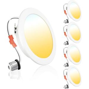 imageEnsenior 4 Inch LED Can Lights 4 Pack Dimmable Retrofit Led Recessed Lighting 5CCT Adjustable Color Temperature 2700K5000K 7W77W 700LM IC ampamp Damp Rated FCC4 Inch