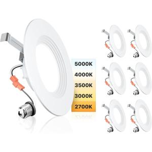 imageEnsenior 4 Inch LED Can Lights 6 Pack Dimmable Retrofit Led Recessed Lighting 5CCT Adjustable Color Temperature 2700K5000K 7W77W 700LM IC ampamp Damp Rated FCC5000k4000k3500k3000k2700k  5cct white