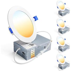 imageEnsenior 4 Pack 6 Inch LED Recessed Light Dimmable 2700K5000K 5CCT 1200LM High Brightness 12W 120V Damp Rated UltraThin Canless Wafer Ceiling Light  ETL ampamp FCC ampamp IC5000k4000k3500k3000k2700k  5cct White