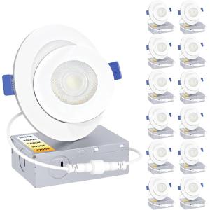 imageEnsenior 4 Pack 6 inch Gimbal Led Recessed Lighting 90 Rotatable and 5CCT Selectable Dimmable Eyeball Recessed Lights Canless Angled Adjustable Ceiling Downlight 1200LM 12W115WFCC Certified12 Pack