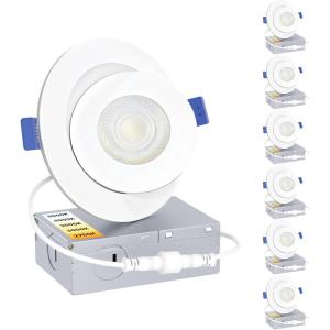 imageEnsenior 4 Pack 6 inch Gimbal Led Recessed Lighting 90 Rotatable and 5CCT Selectable Dimmable Eyeball Recessed Lights Canless Angled Adjustable Ceiling Downlight 1200LM 12W115WFCC Certified6 Pack