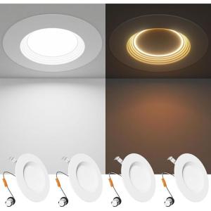 imageEnsenior 56 Inch 5CCT LED Can Lights with Night Light 24 Pack Retrofit Led Recessed Lighting Baffle Trim Dimmable 9W110W 1000LM 24 6 Inch6 Inch