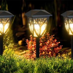 imageEnsenior 6Pack Solar Lights Outdoor 3000K LED Solar Garden Lights for Pathway Yard Patio Walkway Planter Waterproof EnergyEfficient Landscape LightingBlack