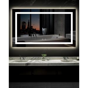 imageEnsenior LED Bathroom Mirror 30quotx 36quot with Front and Backlight Stepless Dimmable Wall Mirrors with AntiFog ShatterProof Memory 3 Colors Modern LED Vanity MirrorFCC60L x 36W