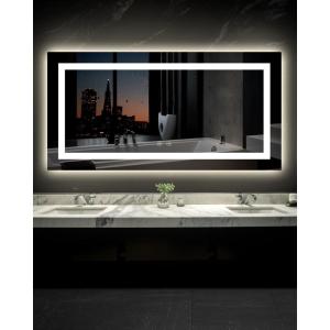imageEnsenior LED Bathroom Mirror 30quotx 36quot with Front and Backlight Stepless Dimmable Wall Mirrors with AntiFog ShatterProof Memory 3 Colors Modern LED Vanity MirrorFCC72L x 36W