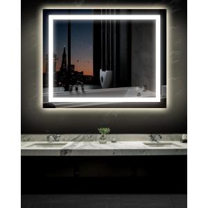 imageEnsenior LED Bathroom Mirror 30quotx 36quot with Front and Backlight Stepless Dimmable Wall Mirrors with AntiFog ShatterProof Memory 3 Colors Modern LED Vanity MirrorFCC32L x 40W