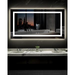 imageEnsenior LED Bathroom Mirror 30quotx 36quot with Front and Backlight Stepless Dimmable Wall Mirrors with AntiFog ShatterProof Memory 3 Colors Modern LED Vanity MirrorFCC55L x 30W