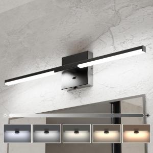 imageEnsenior Modern Bathroom Vanity Light 32 inch Builtin Dimmer 185W Dimmable 5CCT Led Bath Lights Black Bar Vanity Light for Bathroom Mirror Cabinets BedroomFCC CertificatedBlack
