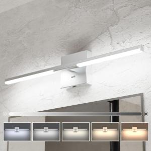 imageEnsenior Modern Bathroom Vanity Light 32 inch Builtin Dimmer 185W Dimmable 5CCT Led Bath Lights Black Bar Vanity Light for Bathroom Mirror Cabinets BedroomFCC CertificatedMatte Grey