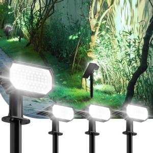 imageEnsenior Solar Spotlights Outdoor Brightness Adjustable 3000K LED Solar Garden Lights 56 LEDs Solar Powered Landscape Lights Auto ONOff Waterproof for YardGardenPathway  6 PackCool White