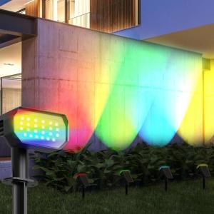 imageEnsenior Solar Spotlights Outdoor Waterproof RGB 71 Color Changing Mode Outdoor Landscape Lighting Automatic ONOff Solar Powered Spotlight for Yard Garden Pathway 6PackRGB Red  Green  Blue