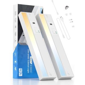 imageEnsenior 12 Inch Hand Wave LED Under Cabinet Lighting Plug in or Hardwired with Dimmable 5CCT CRI 90 24G Wireless Sync Under Counter Lights with for Kitchen 5CCT 120V 8W 500LM 2 Pack2 Pack