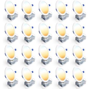imageEnsenior 20 Pack 6 Inch LED Recessed Light Dimmable 2700K5000K 5CCT 1200LM High Brightness 12W 120V Damp Rated ERL12XETL UltraThin Canless Wafer Light  ETL ampamp FCC ampamp IC6 Inch