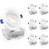 imageEnsenior 6 Pack 6 inch LED Eyeball Recessed Lighting 36090 Rotatable and 2700K5000K Selectable Dimmable Gimbal Recessed Lights Canless Angled Adjustable Ceiling Downlight 1300LM 13W115WFCC6 Pack