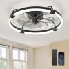 imageEnsenior 24 Low Profile Ceiling Fans with Lights and Remote Fandelier Ceiling Fan Flush Mount APP Control 6 Speed ampamp 3000K6500K Stepless Dimmable Small Ceiling Fan with Light for Bedroom  BlackBlack