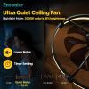 imageEnsenior 24 Low Profile Ceiling Fans with Lights and Remote Fandelier Ceiling Fan Flush Mount APP Control 6 Speed ampamp 3000K6500K Stepless Dimmable Small Ceiling Fan with Light for Bedroom  BlackBlack