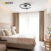 imageEnsenior 24 Low Profile Ceiling Fans with Lights and Remote Fandelier Ceiling Fan Flush Mount APP Control 6 Speed ampamp 3000K6500K Stepless Dimmable Small Ceiling Fan with Light for Bedroom  BlackBlack