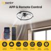 imageEnsenior 24 Low Profile Ceiling Fans with Lights and Remote Fandelier Ceiling Fan Flush Mount APP Control 6 Speed ampamp 3000K6500K Stepless Dimmable Small Ceiling Fan with Light for Bedroom  BlackBlack