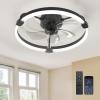 imageEnsenior 24 Low Profile Ceiling Fans with Lights and Remote Fandelier Ceiling Fan Flush Mount APP Control 6 Speed ampamp 3000K6500K Stepless Dimmable Small Ceiling Fan with Light for Bedroom  BlackBlack