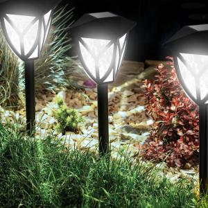 imageEnsenior 6Pack Solar Lights Outdoor 1677quot 3000K LED Solar Garden Lights for Pathway Yard Patio Walkway Planter Waterproof EnergyEfficient Landscape LightingCool White