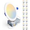 imageEnsenior 16 Pack 6 Inch LED Recessed Ceiling Light 3500K Neutral White 1050LM 12W 120V High Brightness Canless Wafer Downlight Dimmable  ETLampFCCampIC5000k4000k3500k3000k2700k  5cct White