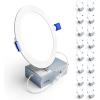 imageEnsenior 16 Pack 6 Inch LED Recessed Ceiling Light 3500K Neutral White 1050LM 12W 120V High Brightness Canless Wafer Downlight Dimmable  ETLampFCCampIC2700k  Soft White