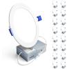 imageEnsenior 16 Pack 6 Inch LED Recessed Ceiling Light 3500K Neutral White 1050LM 12W 120V High Brightness Canless Wafer Downlight Dimmable  ETLampFCCampIC3500k  Neutral White