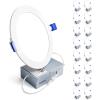 imageEnsenior 16 Pack 6 Inch LED Recessed Ceiling Light 3500K Neutral White 1050LM 12W 120V High Brightness Canless Wafer Downlight Dimmable  ETLampFCCampIC4000k  Cool White