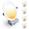 imageEnsenior 4 Pack 8 Inch LED Recessed Light Dimmable 2700K5000K 5CCT 1600LM High Brightness 18W 120V Damp Rated UltraThin Canless Wafer Light  ETL amp FCC amp IC5000k4000k3500k3000k2700k  5cct White
