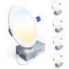 imageEnsenior 4 Pack 8 Inch LED Recessed Light Dimmable 2700K5000K 5CCT 1600LM High Brightness 18W 120V Damp Rated UltraThin Canless Wafer Light  ETL amp FCC amp IC5000k4000k3000k  3cct White