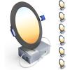 imageEnsenior 6 Pack 7 Inch LED Recessed Ceiling Light Dimmable 2700K5000K 5CCT 1300LM 15W 120V High Brightness Canless Wafer Downlight5000k4000k3500k3000k2700k  5cct Black