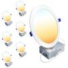 imageEnsenior 6 Pack 7 Inch LED Recessed Ceiling Light Dimmable 2700K5000K 5CCT 1300LM 15W 120V High Brightness Canless Wafer Downlight5000k4000k3500k3000k2700k  5cct White