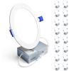 imageEnsenior 16 Pack 6 Inch LED Recessed Ceiling Light 3500K Neutral White 1050LM 12W 120V High Brightness Canless Wafer Downlight Dimmable  ETLampFCCampIC3500k  Neutral White Light